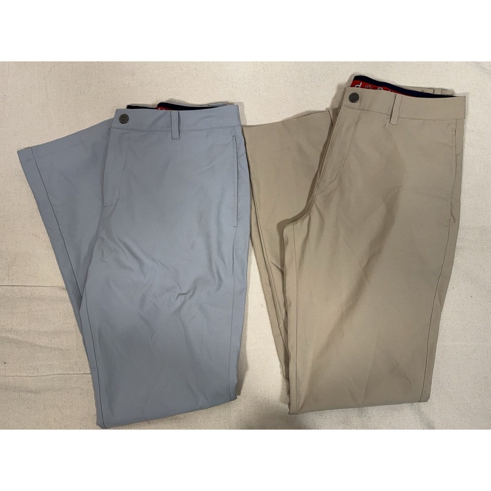 Puma Golf Pants Men's 34 x 34 Tan Khaki + Grey LOT of 2 Performance Fit